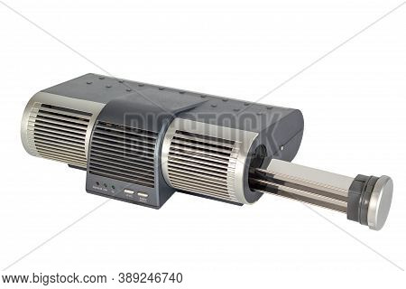 Electronic Air Purifier Appliance With Ionizer And Fan. Isolated On White Background.
