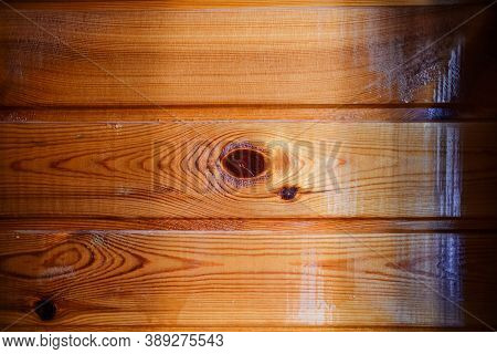 Burnt Wood Texture. Lacquered Boards On The Wall, Background