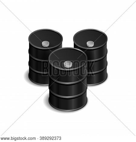 Oil Production Icon - Petroleum Barrell (black Reservoire Of Enegry Resource) - Isolated Vector Real