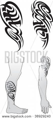 Tribal styled tattoo pattern fit for a shoulder or an ankle.