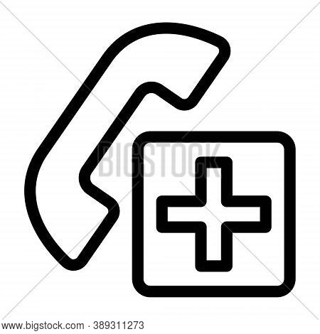 Emergency Call Icon In Line Style. Health Care, Hospital, Clinic Phone Call Sign Illustration.