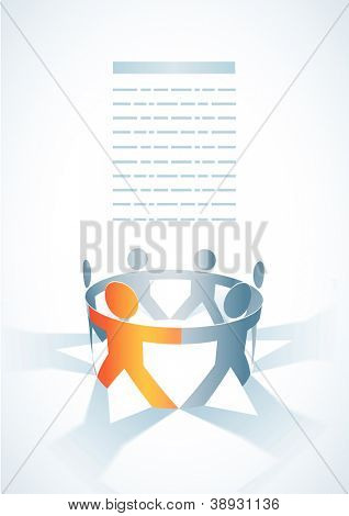 Vector togetherness concept illustration. People symbol chain. Elements are layered separately in vector file.