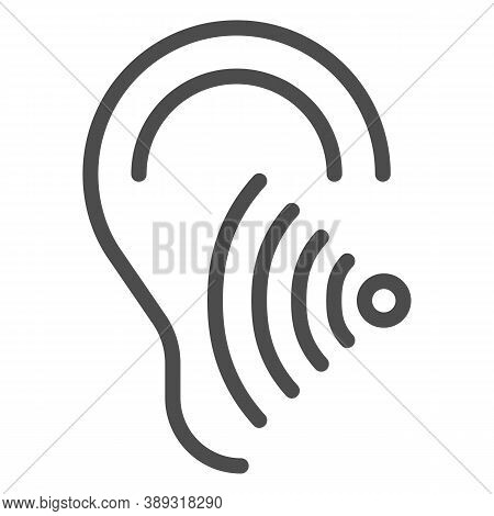 Hearing Test Line Icon, Medical Tests Concept, Volume Listen Sign On White Background, Sound Wave Go