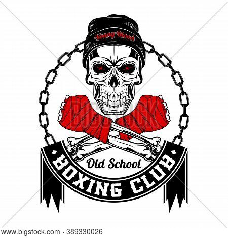 Skull Fighter In A Top Knitted Hat. Old-school Street Fighter. Boxing Club. Old School. Young Blood.