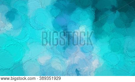 Abstract Watercolor With Drops Texture. Blue, Cyan, Magenta. Texture For Background, Design, Interio