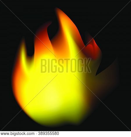 Vector Realistic Flamming Fire, At Black Background