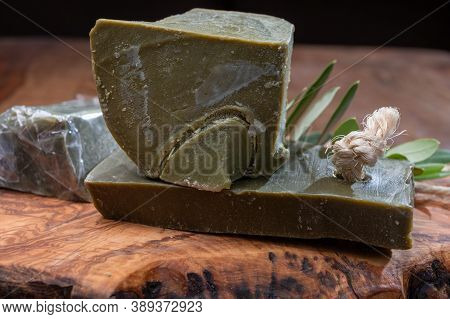 Blocks Of Handmade Bio Vegetal Natural Olives And Bay Leaf Soap