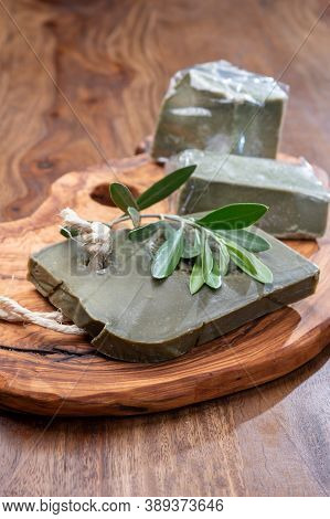 Blocks Of Handmade Bio Vegetal Natural Olives And Bay Leaf Soap