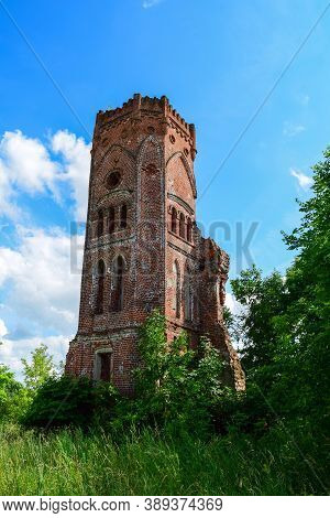 Old Gothic Observation Tower From The Manor. Veshalovka Village. Lipetsk Region. Russia. July 2020