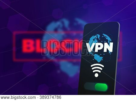 Vpn - Virtual Private Network Business Illustration. Cyber Security Privacy Data Encryption Concept.