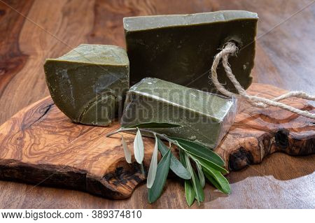 Blocks Of Handmade Bio Vegetal Natural Olives And Bay Leaf Soap