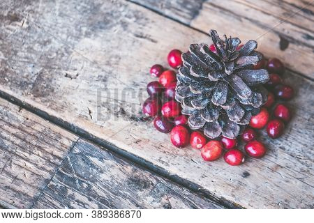 Christmas tree shape on wooden planks for Christmas celebrations