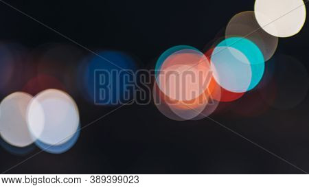 Night City Street Lights Bokeh Dark Background.