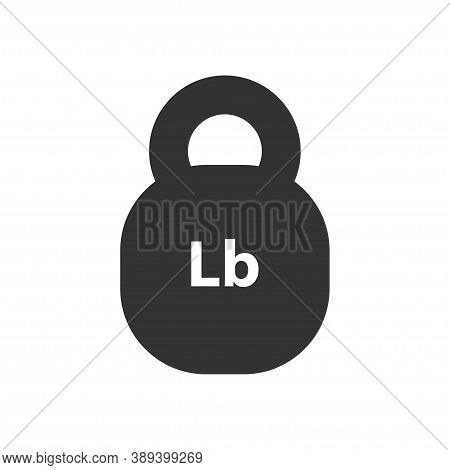 Lb, Lbs Weight Mass Black Simple Flat Icon. Old Barbell Press In Flat Design. Black Silhouette Isola