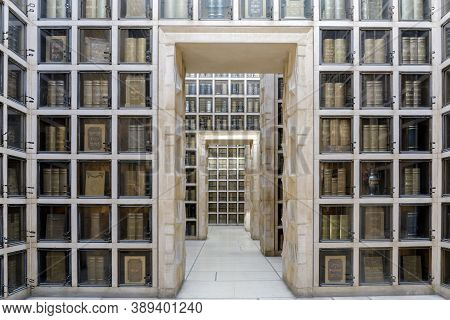 Oakland, California - October 11, 2020: Niches Of Urns In Columbarium At Chapel Of Chimes
