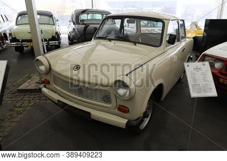 Istanbul, Turkey - September 20, 2020: 1985 Trabant 601 In Rahmi M. Koc Industrial Museum. Koc Museu