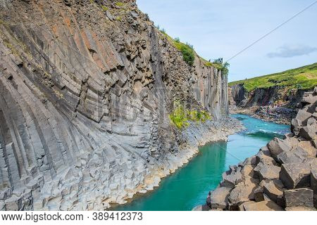 The Magnificent Studlagil Canyon In Jokuldalur Valley In Iceland