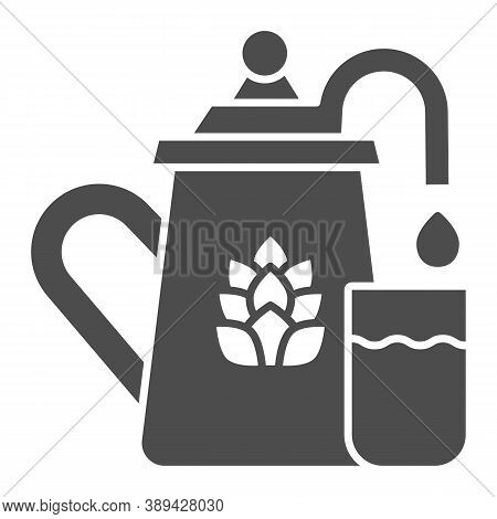 Beer Fermentation Solid Icon, Craft Beer Concept, Equipment For Filtration And Brewing Sign On White