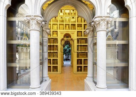 Oakland, California - October 11, 2020: Architectural Elements Of The Columbarium At The Chapel Of T