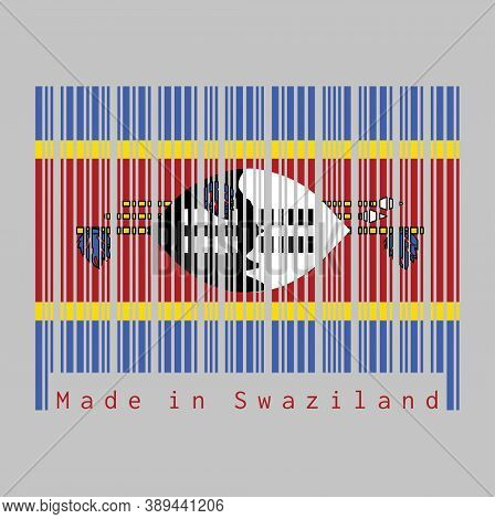 Barcode Set The Color Of Of Swaziland Flag, A Horizontal Triband Of Blue, Yellow And Red With The La