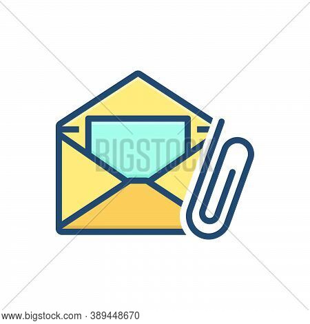 Color Illustration Icon For E-mail-attachment Attach Clip Communication Correspondence Envelope Mess