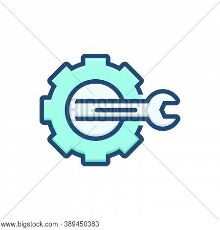 Color Illustration Icon For Config Customize Setting Configuration Repair Cobalt Cogwheel Cogs Engin