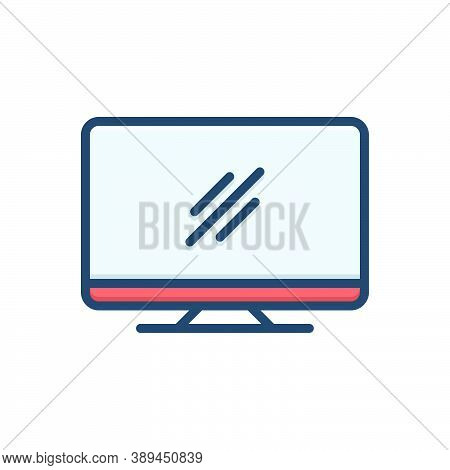 Color Illustration Icon For Monitor Programmatic Technology Digital Software Computer Tv Screen Elec
