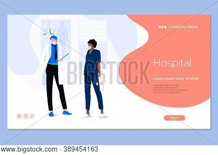 Medical Concept Landing Page. Medical Staff In Iniform. Online Medical Consultation Website. Medical