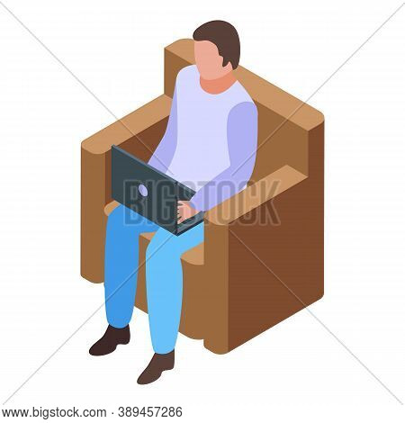 Weekend Armchair Web Surfing Icon. Isometric Of Weekend Armchair Web Surfing Vector Icon For Web Des