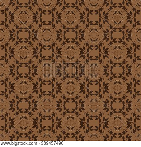 Abstrack Pattern On Central Java Batik With Smooth Brown Color Design.