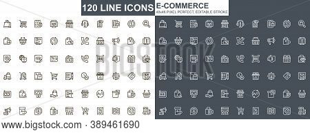 E-commerce Thin Line Icons Set. Online Shopping, Internet Marketplace Unique Design Icons. Customer 
