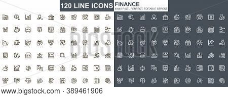 Finance Thin Line Icons Set. Online Banking, Capital Investment Unique Design Icons. Financial Depos