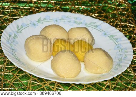 Indian Sweet Rasgulla Also Known As Rosogolla, Roshogolla, Rasagola, Ras Gulla. Very Popular Sweet I
