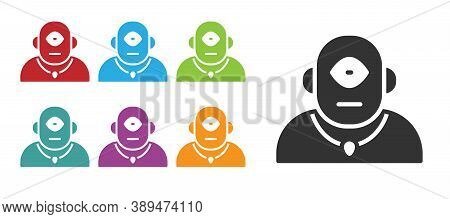 Black Cyclops Icon Isolated On White Background. Set Icons Colorful. Vector