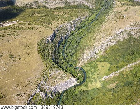 Aerial View Of Iskar Panega Geopark Along The Gold Panega River, Bulgaria