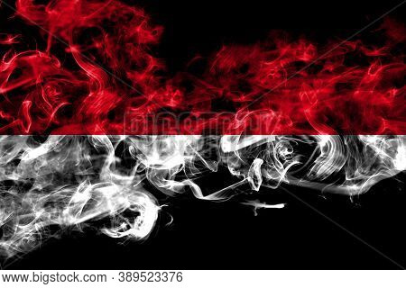 Monaco, Monacan Smoke Flag Isolated On Black Background