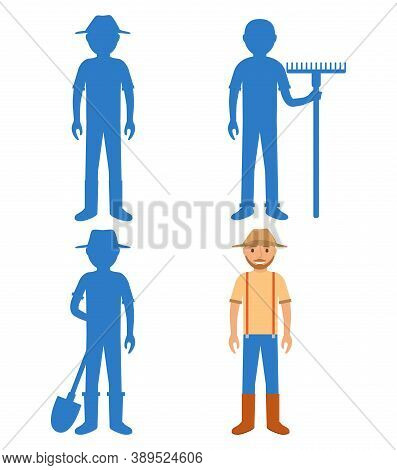 Find The Correct Shadow Farmer.educational Game For Children Villager.