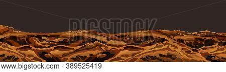 Panoramic Background Of Bright Brown Land Landscape. Vector Image
