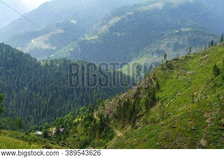 Mountain Landscape At Summer Along The Road To Colle Santa Lucia, Dolomites, Belluno Province, Venet