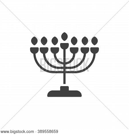 Hanukkah Menorah Vector Icon. Filled Flat Sign For Mobile Concept And Web Design. Menorah Candlestic