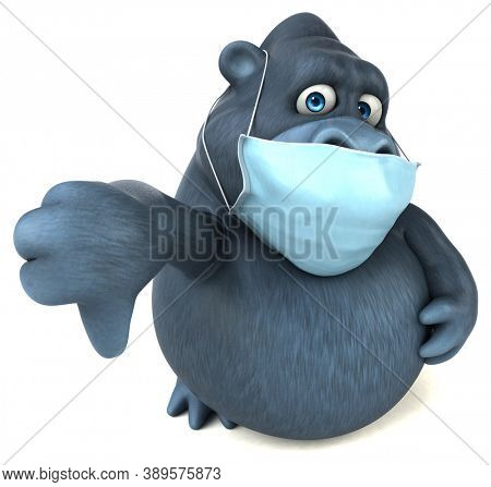 Fun 3D cartoon gorilla with a mask