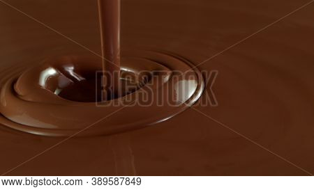 Detail of pouring hot chcocolate. Studio macro shot.