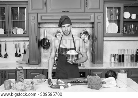Flavors Of Nature. Bearded Man Enjoy Natural Food. Attractive Chef Prepare Veggies For Cooking. Cook