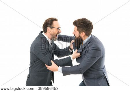 Leadership Concept. Businessman And Politician Fighting. Conflict Of Interest. Business Conflict. Co