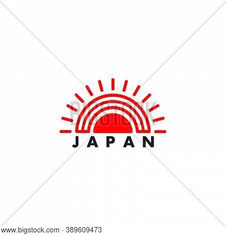 Text Japan Sun Rays Symbol Logo Vector