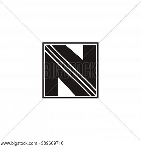 Abstract Letter N Stripes Square Motion Geometric Logo Vector