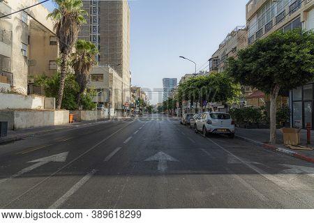 Israel, Tel Aviv - 28 September 2020: Empty Streets During Coronavirus Quarantine. Empty Streets Dur