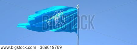 3d Rendering Of The Flag Of Food And Agriculture Organization Waving In The Wind