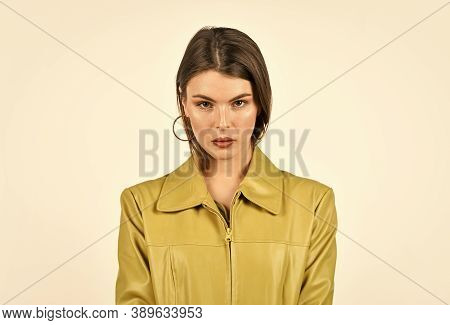 Pretty Face. Female Skin Care. Makeup And Cosmetics. Casual Fashion Style. Woman With Trendy Makeup.