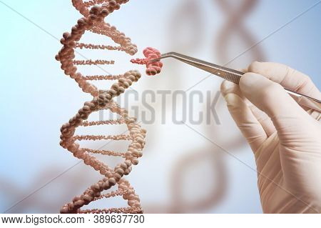 3d Render Of Dna Molecule Structure. Dna Abstract Medical And Health Care Background. Concept Dna Fu